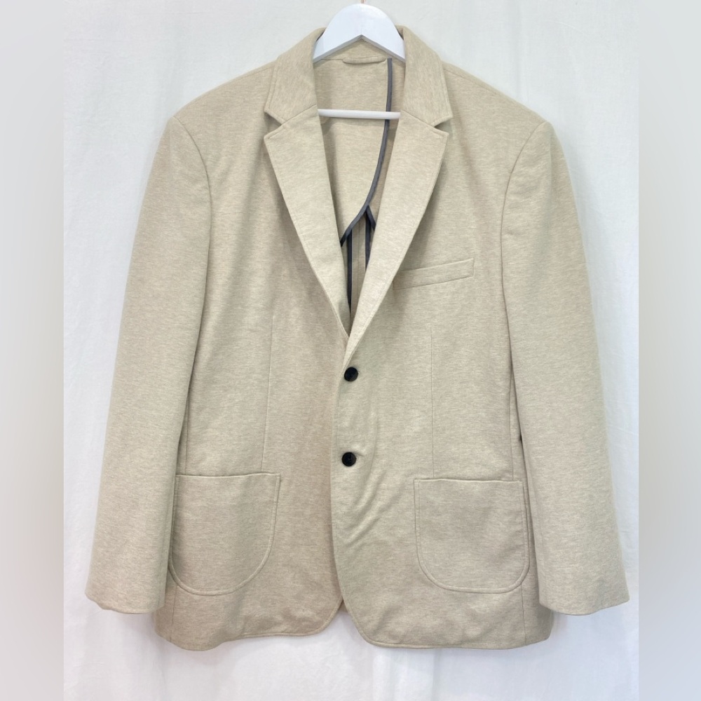 artefact/ Heathered Tan Beige Jersey Unlined 2 Button Blazer Jacket 2XL Wedding